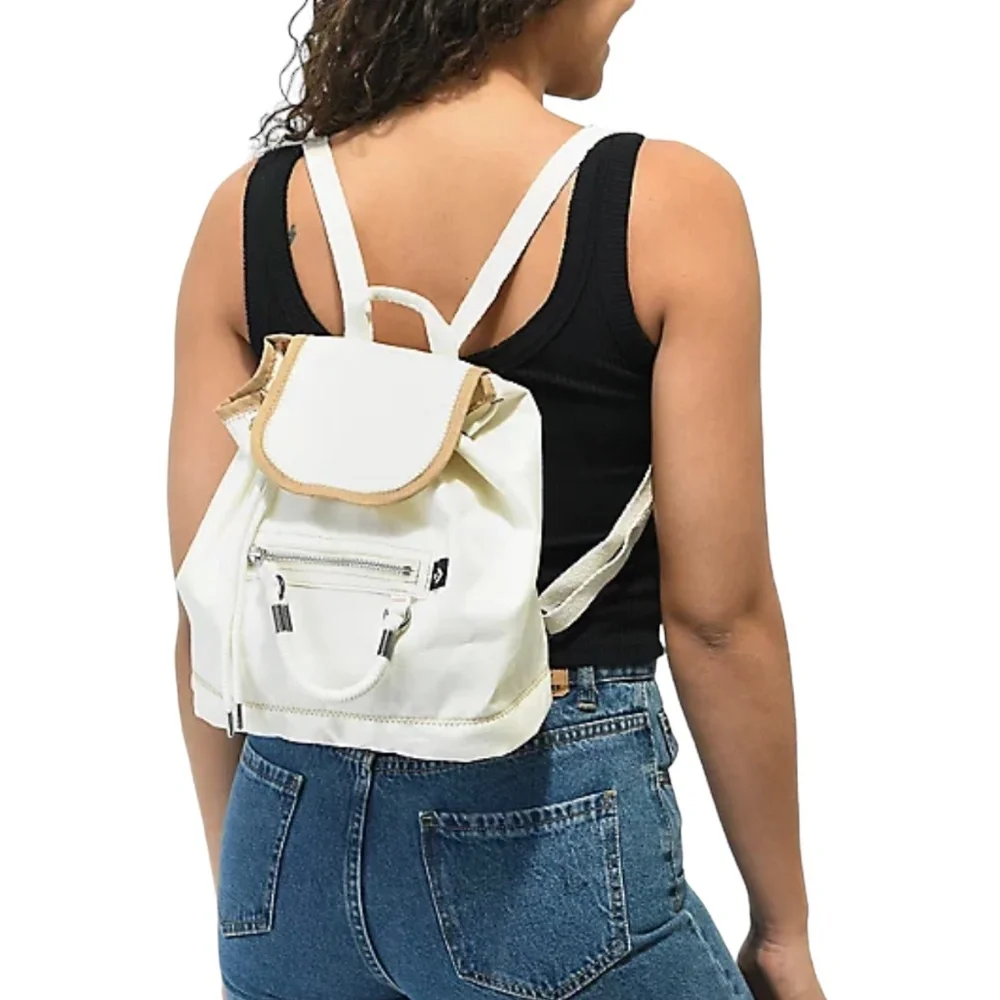 🎒SCHOOL SALE🎒Converse Mini Rucksack Cream Bag Pocket Button 10023000-A01